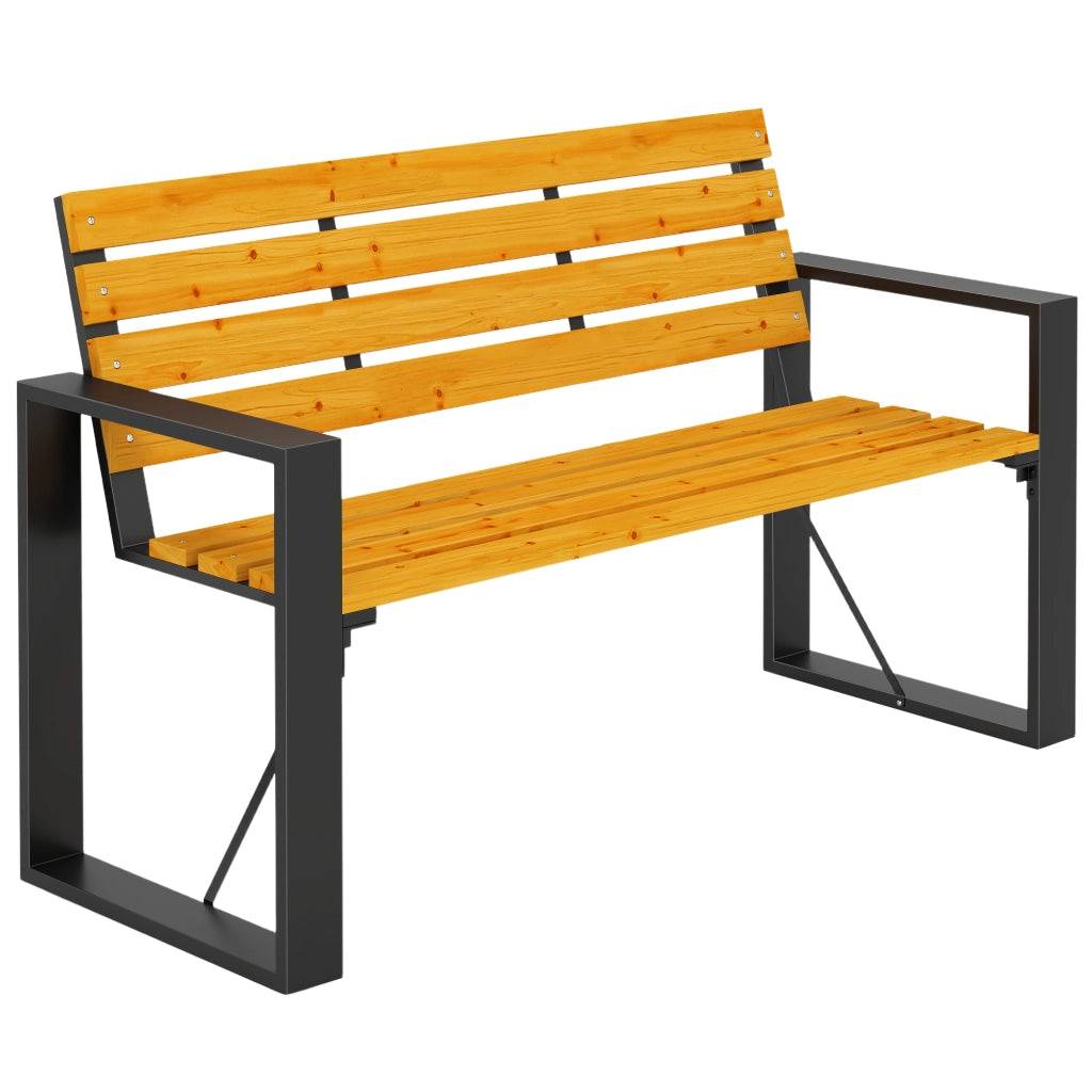 Panchina da Giardino 2 Posti Legno Massello Acciaio ¨C zephmum ¨C Naturale 136x54x82