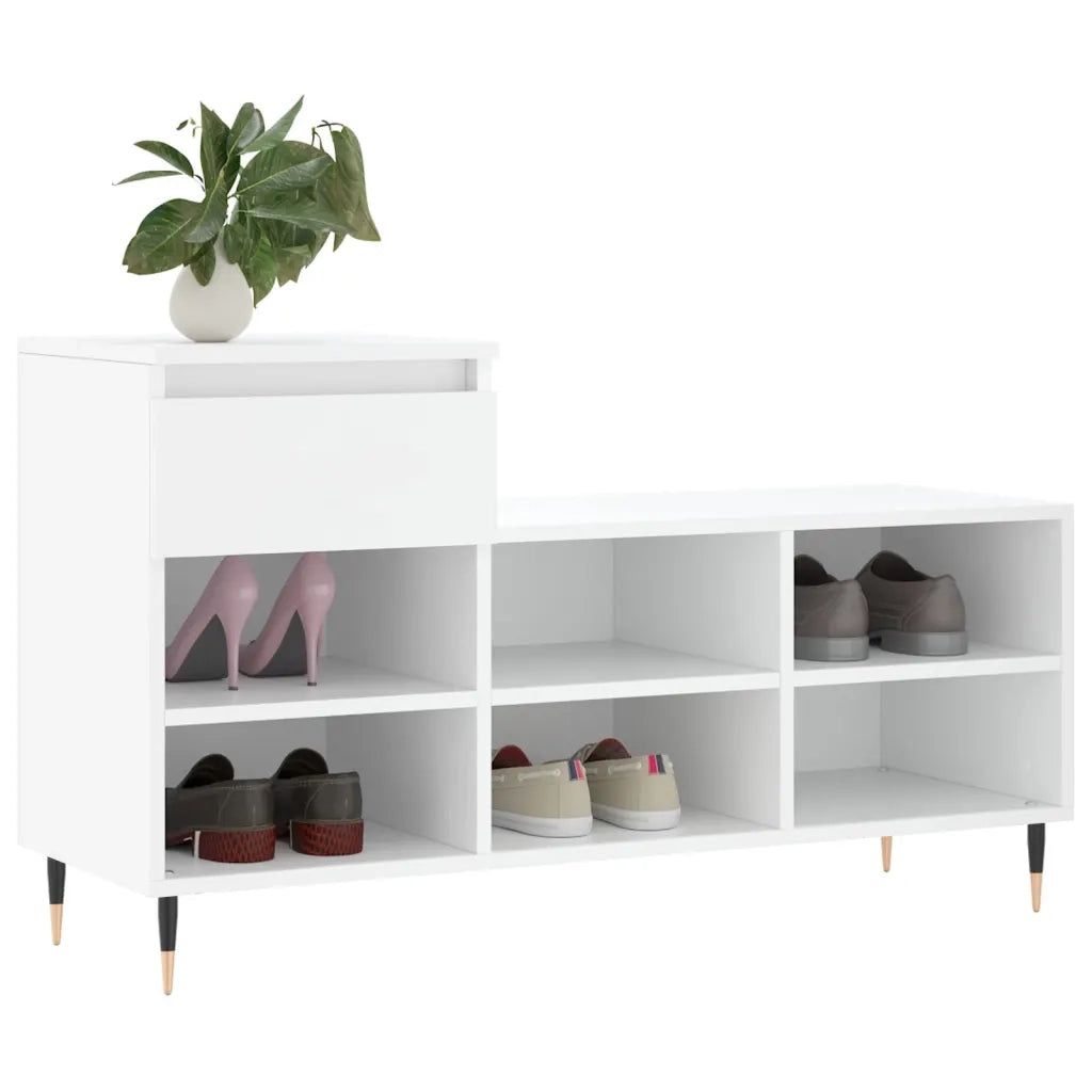 Scarpiera | Mobile per scarpe Bianca 102x36x60 cm in Legno Multistrato