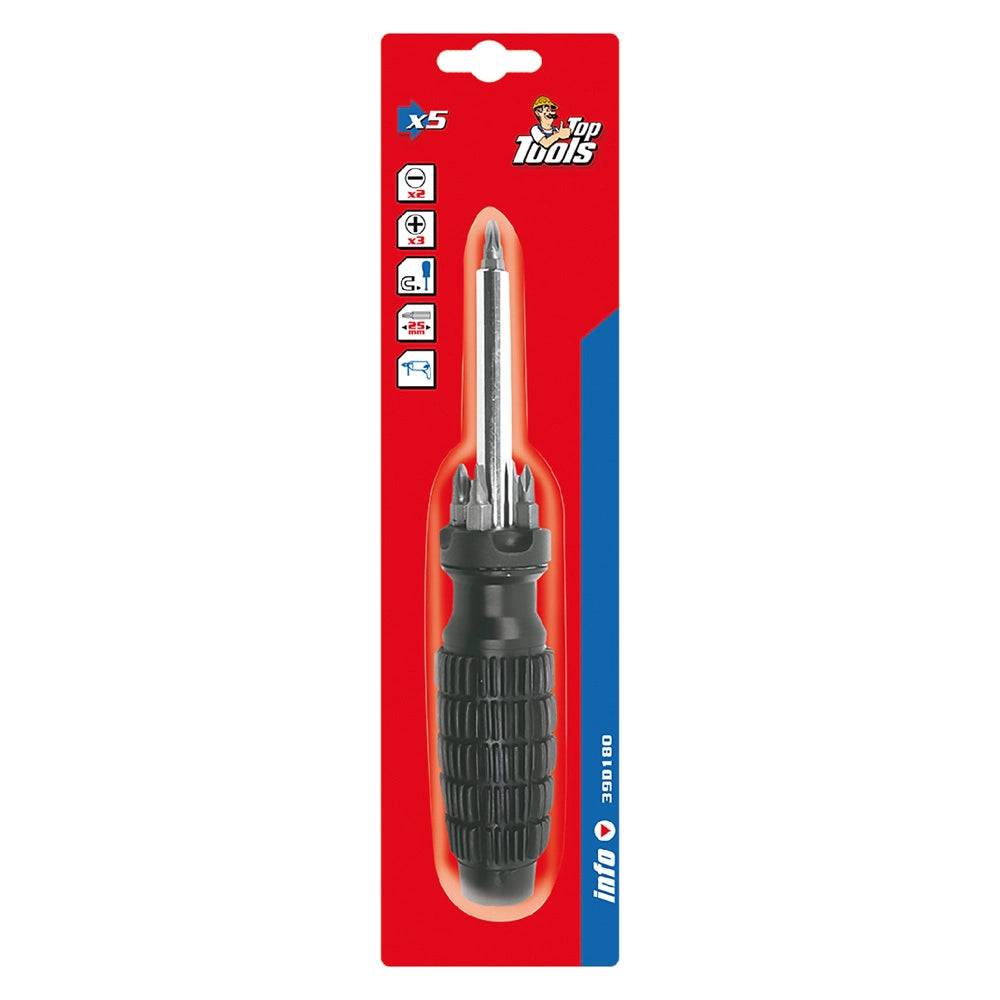 CACCIAVITE CON 5 INSERTI MAGNETICI art. 39D180  - TOPTOOLS