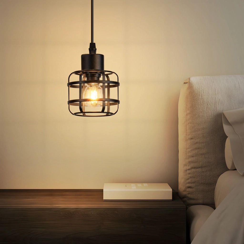 Lampada a sospensione ZMH vintage in metallo nero 1 lampada altezza regolabile 140 cm lampadina non inclusa