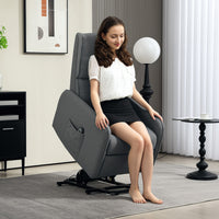 Poltrona Alzapersona Elettrica Reclinabile con Telecomando e Tasca in Tessuto Grigio Carbone