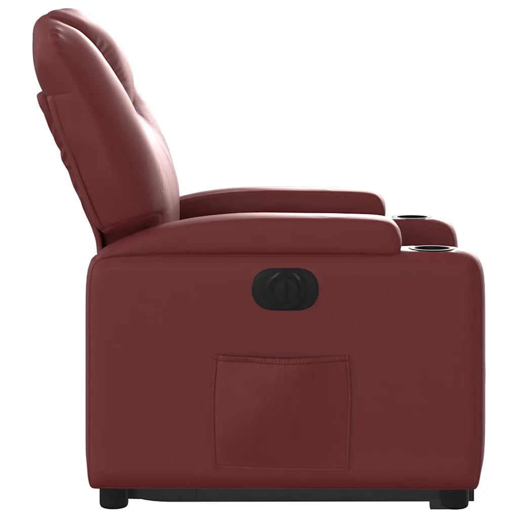 Poltrona Alzapersona Reclinabile Rosso Vino in Similpelle 3204448