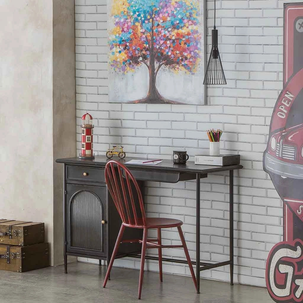 Faro salvadanaio in metallo rosso 12x12x31h