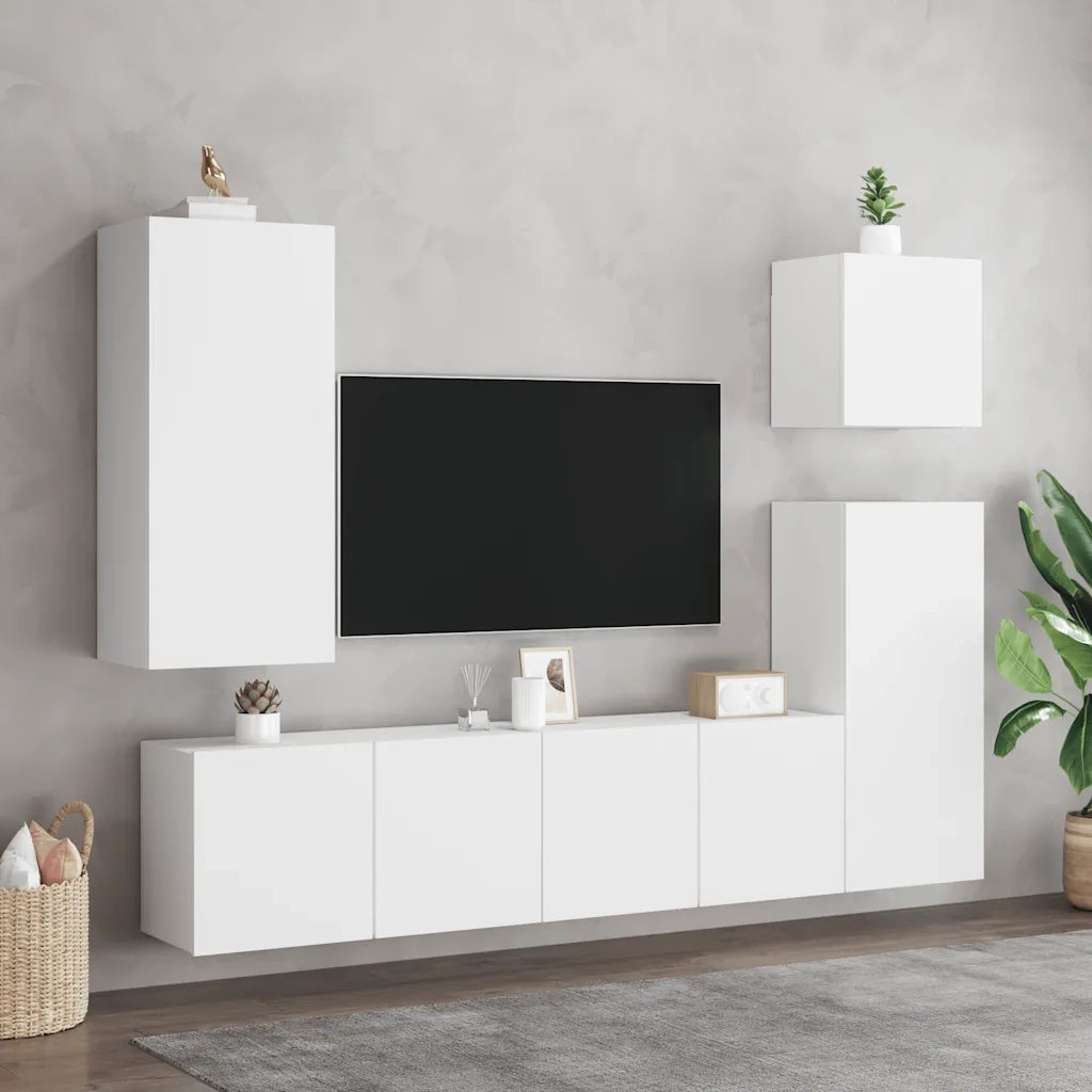 Mobili TV a Parete 2pz-Credenza TV-Console TV Bianchi 80x30x41 cm