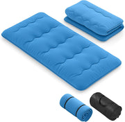 Materasso futon Pieghevole, Tatami Futon Giapponese Portatile con Borsa, Copertura Lavabile, 2 Bende Incluse, LettoFuton Spesso e Traspirante per Camera da Letto per Adulti (Blu,Twin XL)