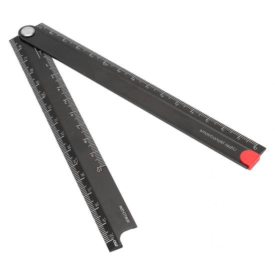 Righello Metallico Pieghevole - Portatile, Duraturo, Resistente alla Ruggine - Ideale per Viaggi, Lavoro e Auto