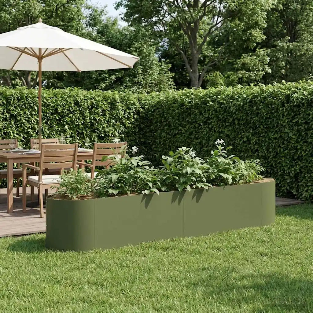 Letto rialzato da giardino Verde Oliva 220 x 40 x 40 cm Acciaio 8011722
