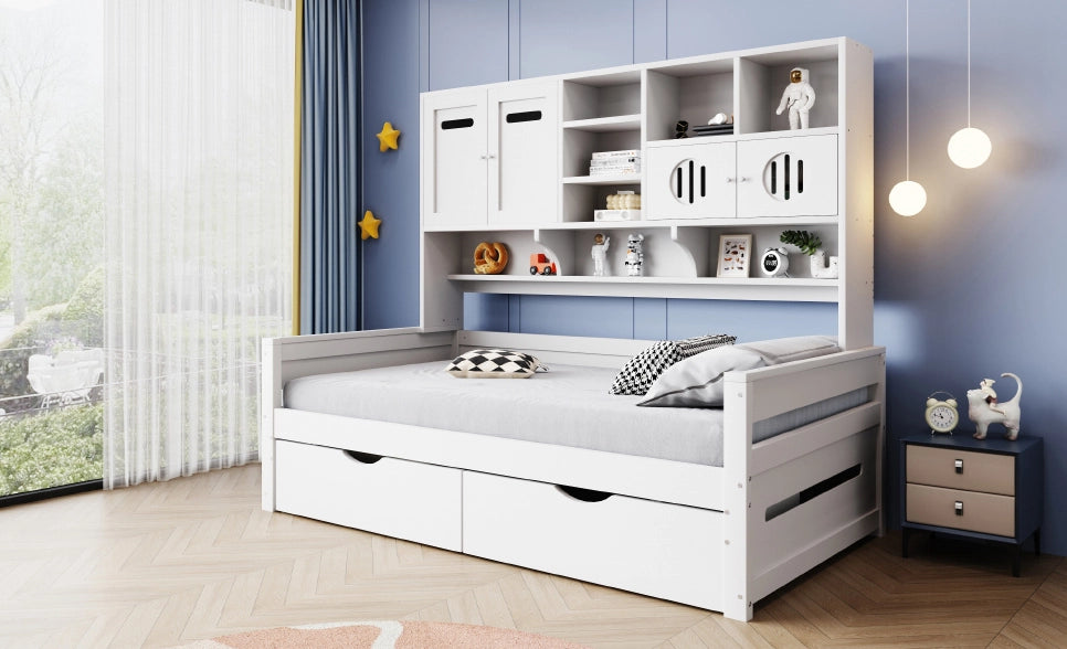 Letto multifunzione 90x200 cm con contenitore e cassetti