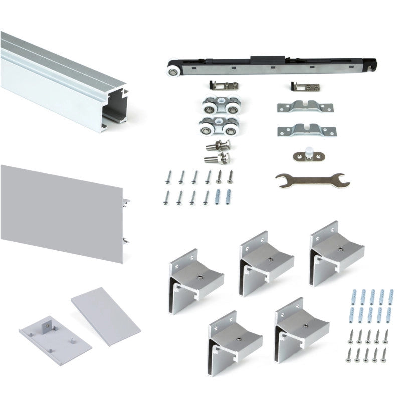 Kit di ferramenta per armadio a 2 ante e chiusura ammortizzata Placard 81, profilo Sharp, spessore 16 mm, pannelli non..