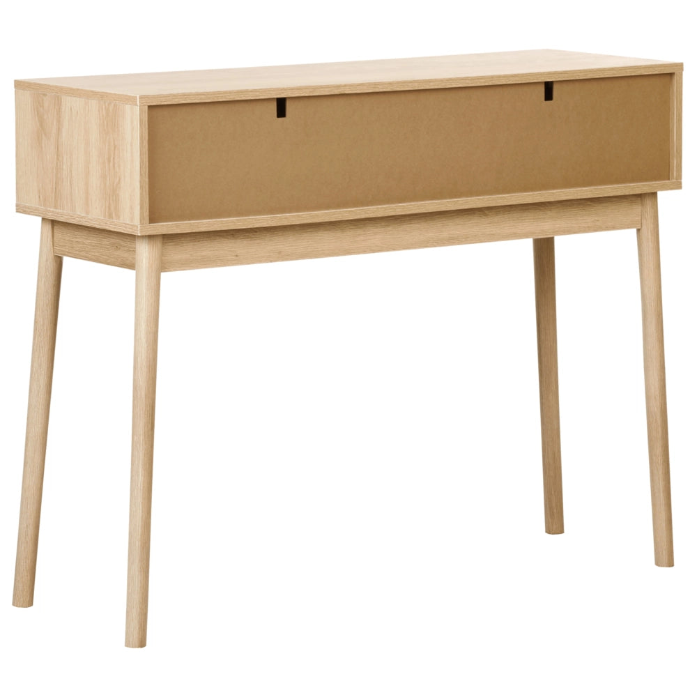 Tavolo Consolle Legno Chiaro Gambe in legno massiccio MDF 2 Cassetti Soggiorno Camera da letto Corridoio