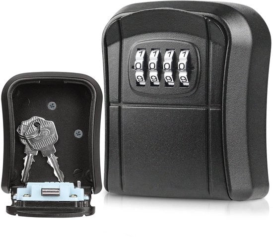 Safello combinato con codice a 4 cifre, [impermeabile] Combinazione di sicurezza per parete, cassaforte per garage, chiavi scolastiche (nero)