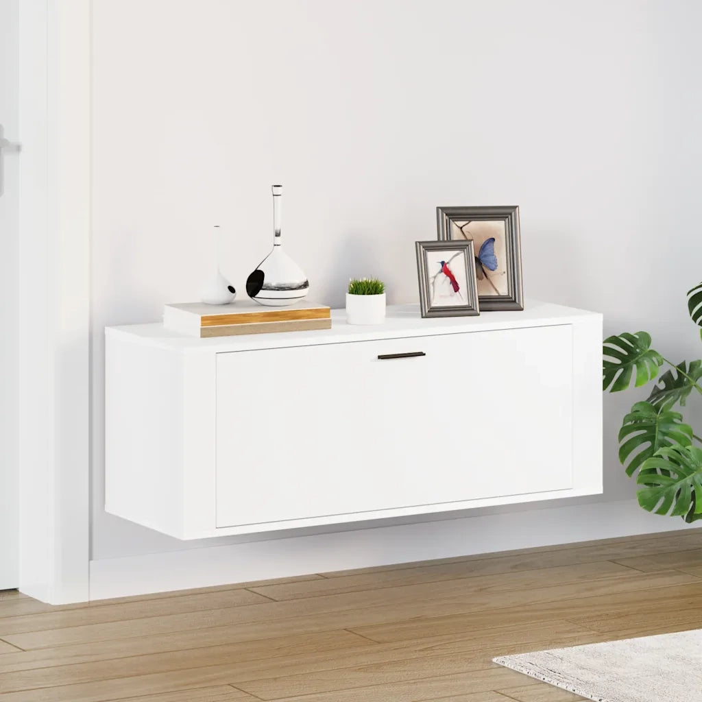 Scarpiera a Muro Bianca 100x35x38 cm in Legno Multistrato cod mxl 48245