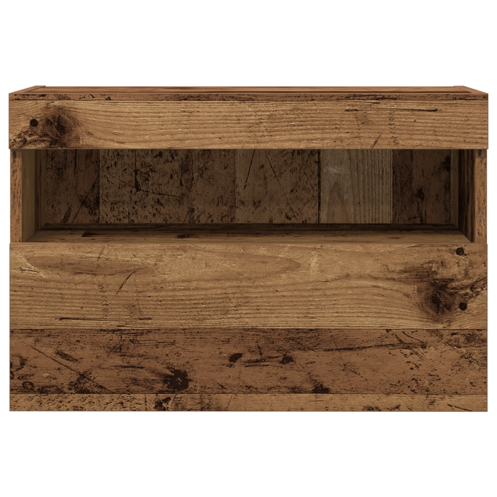 Armadi da muro per TV  con luci LED 2 pezzi in legno antico 60x30x40 cm