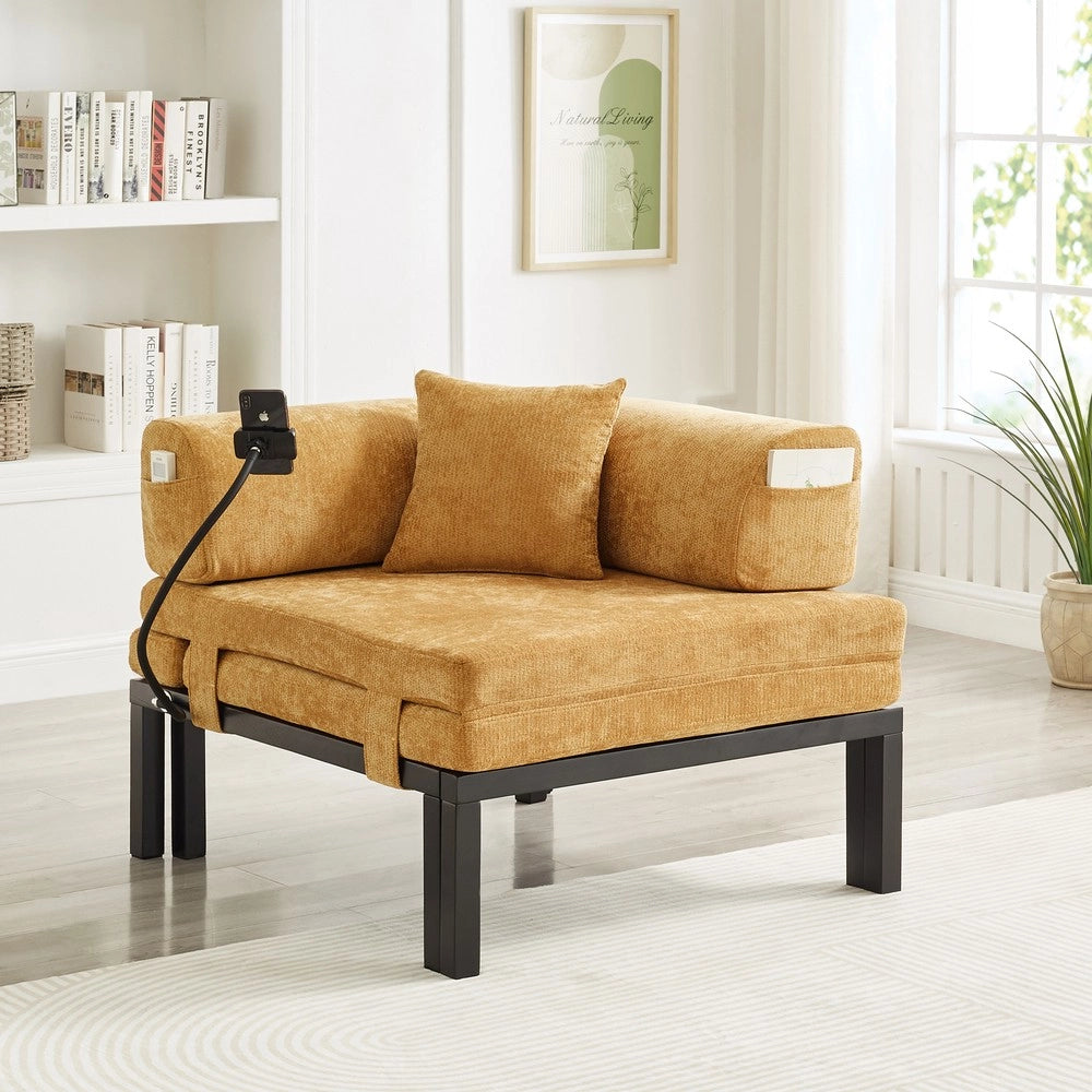 Divano Letto Singolo Estraibile in Legno Massello ¨C Xylo ¨C Giallo