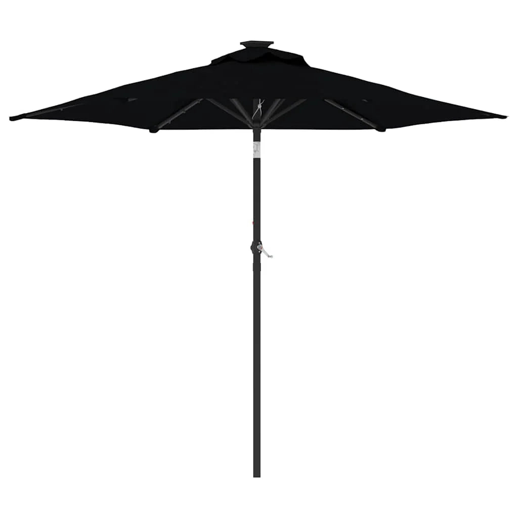 Ombrellone da giardino inclinabile con illuminazione a LED 225 x 225 x 212 cm moderna protezione solare in poliestere nero 02_0056373
