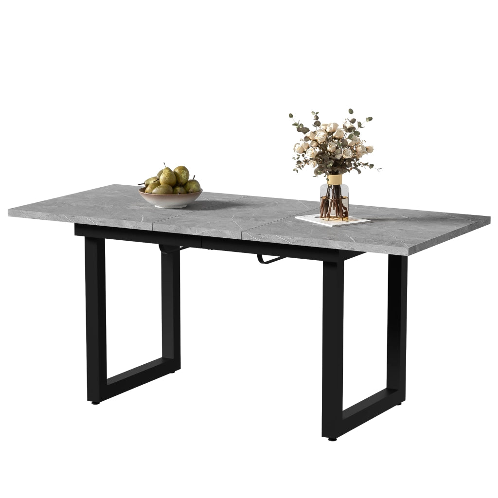 Tavolo da pranzo allungabile rettangolare industrial in MDF e metallo; grigio e nero