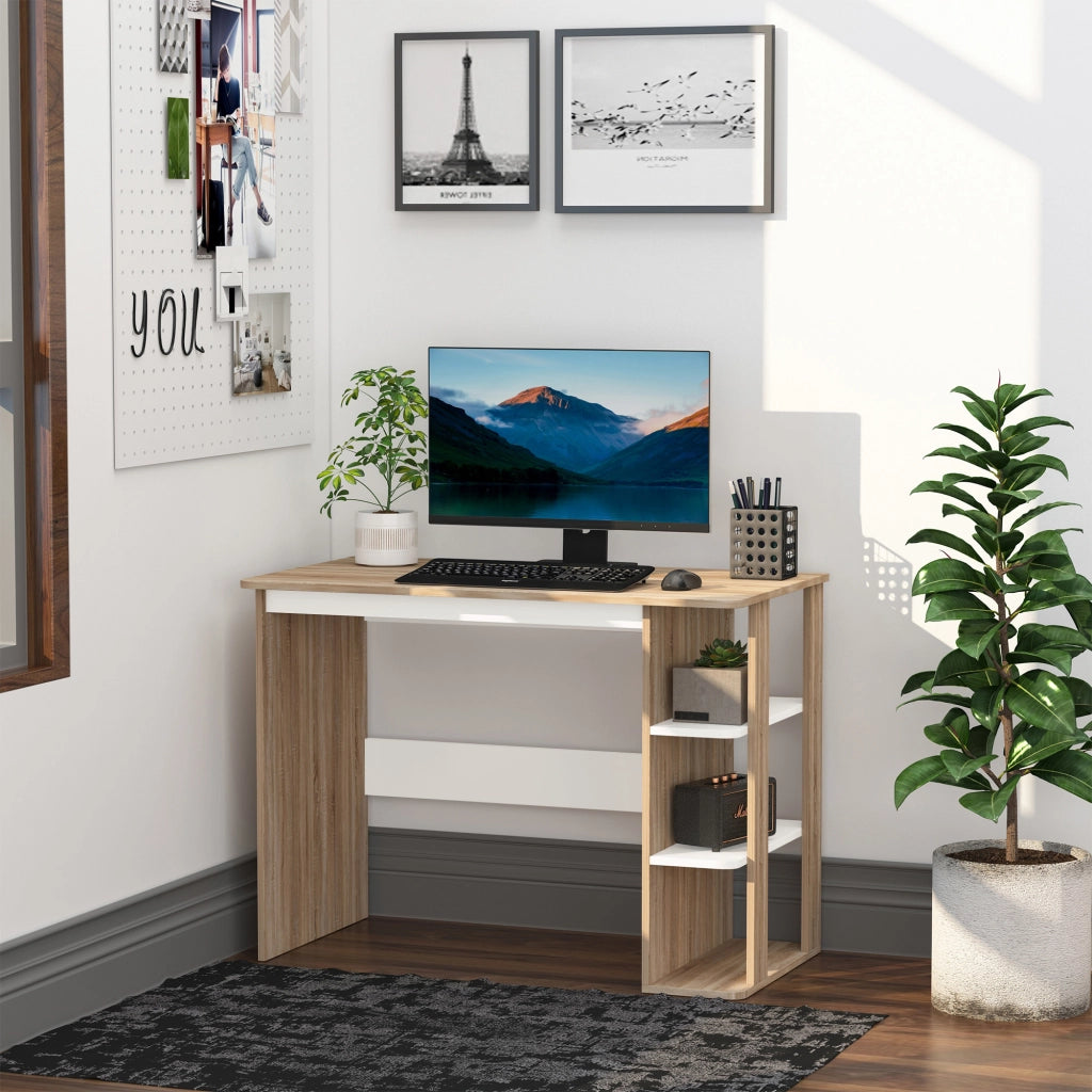 Scrivania con scaffale 3 livelli ¨C Zephmum ¨C Legno 100x55x74 cm