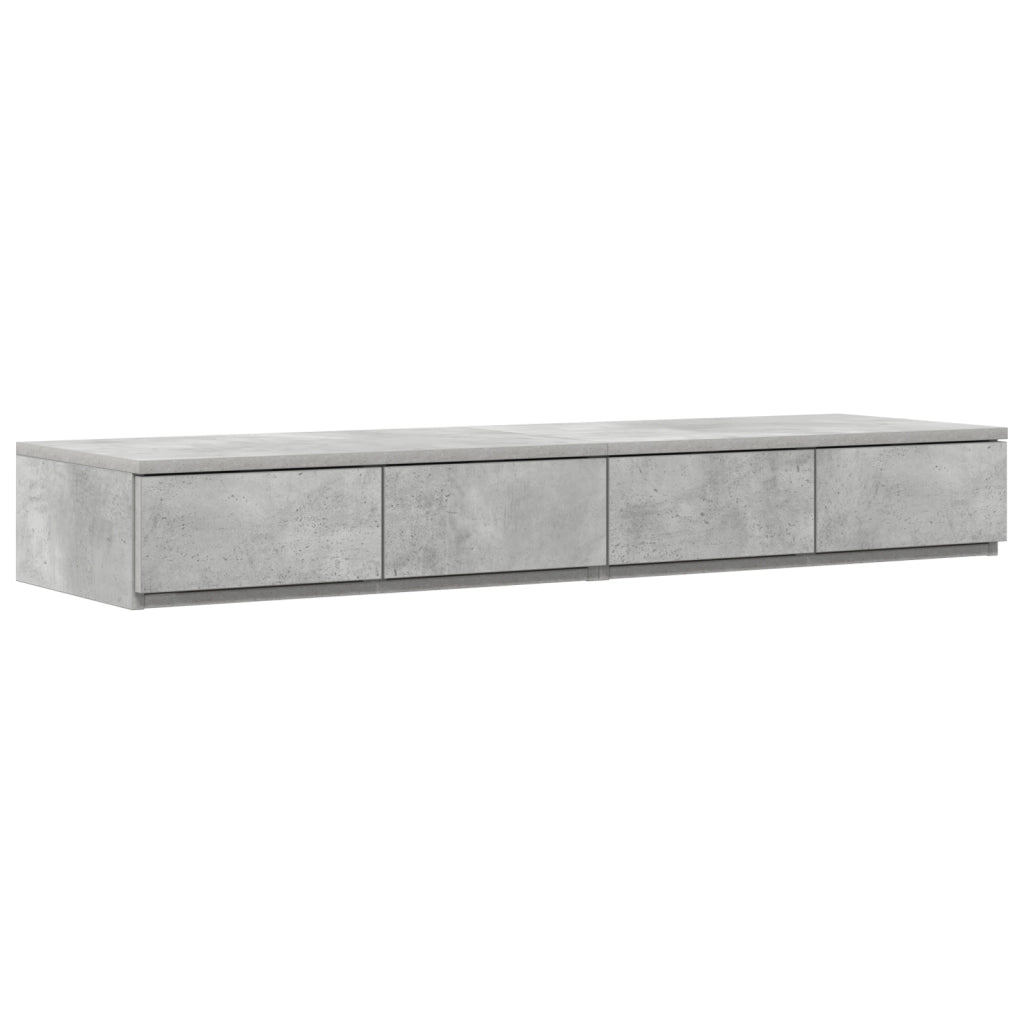 Cassetti da letto Comodino grigio in cemento 120x36.5x16.5 cm Legno ingegnerizzato
