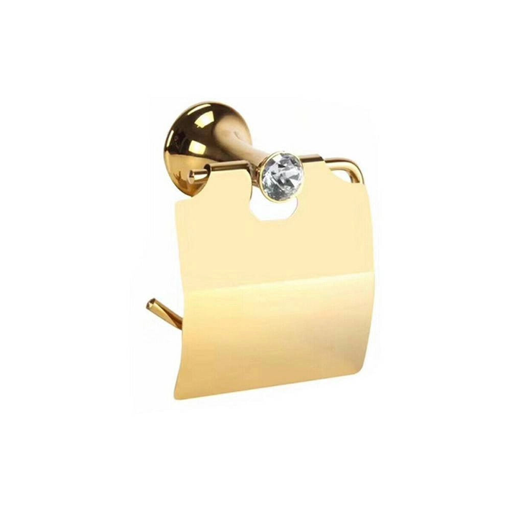 Trade Shop - Porta Rotolo Carta Igienica Muro Toilette Parete Dorato Oro Arredo Bagno Dgo-108 -