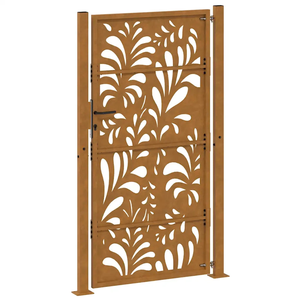 Cancello da giardino 100x200 cm in acciaio corten design ondulato 4100978