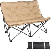 Sedia da Campeggio - Sedia a Sedi 2 - Sedia Relax - Inclinabile - Ripiegabile - Leggera - Alta Schiena - Copertura Comoda - con Borsa - per Campeggio - Giardino - Balcone - Spiaggia - Esterno - 132x81x94cm - Khaki