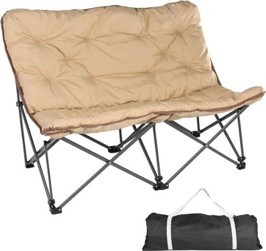Sedia da Campeggio - Sedia a Sedi 2 - Sedia Relax - Inclinabile - Ripiegabile - Leggera - Alta Schiena - Copertura Comoda - con Borsa - per Campeggio - Giardino - Balcone - Spiaggia - Esterno - 132x81x94cm - Khaki