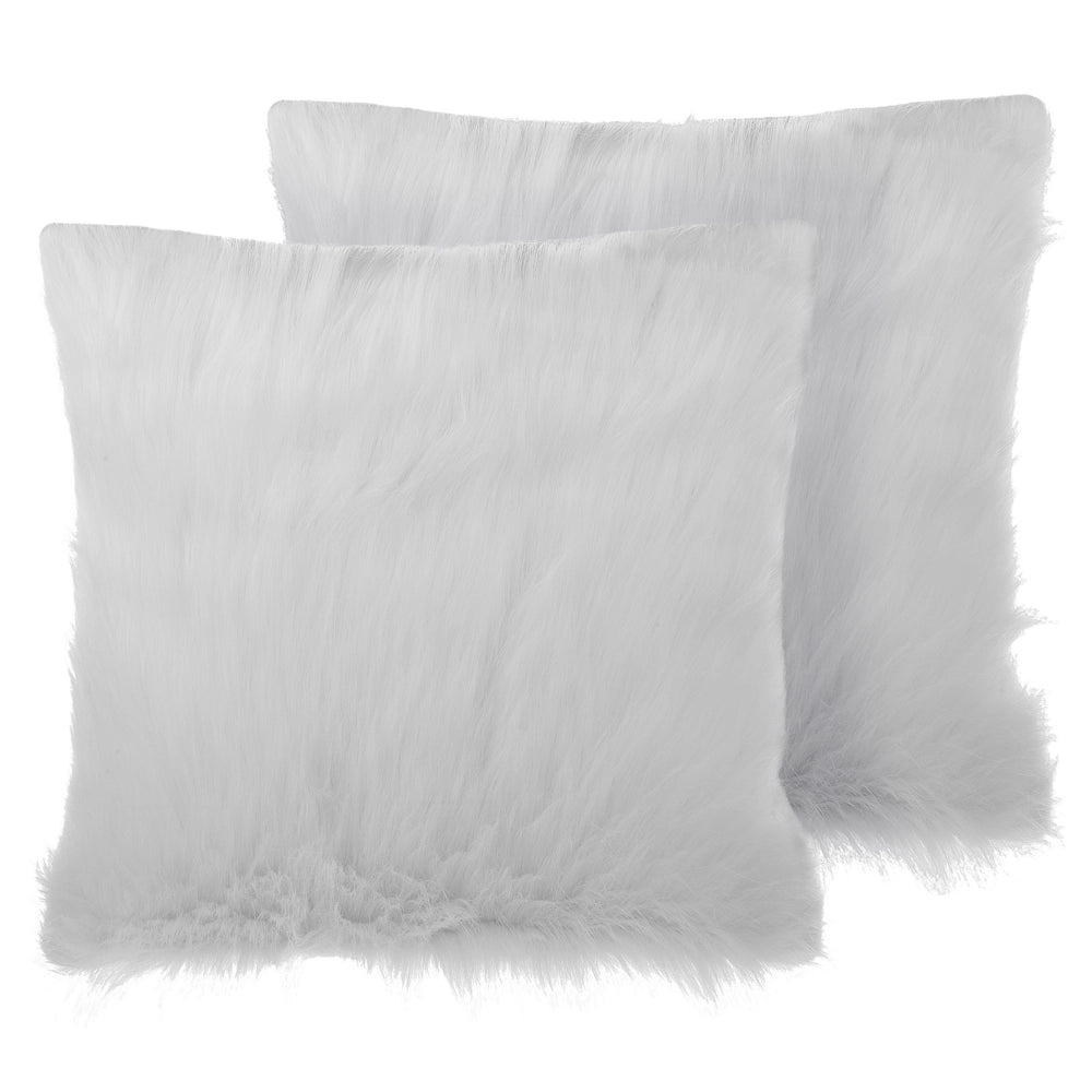 Set di 2 cuscini decorativi Shaggy in finta pelliccia bianca 45 x 45 cm