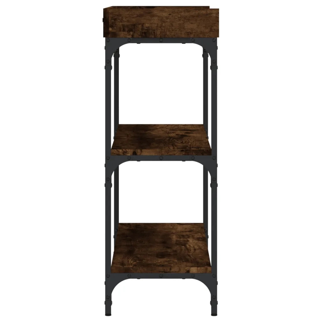 Tavolino Consolle con Ripiani Rovere Fumo 100x30x80 cm 837809