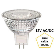 GU5.3 MR16 LAMPADINA FARETTO IN VETRO A LED 12V AC/DC 6,2W LUCE CALDA 3000K BOT