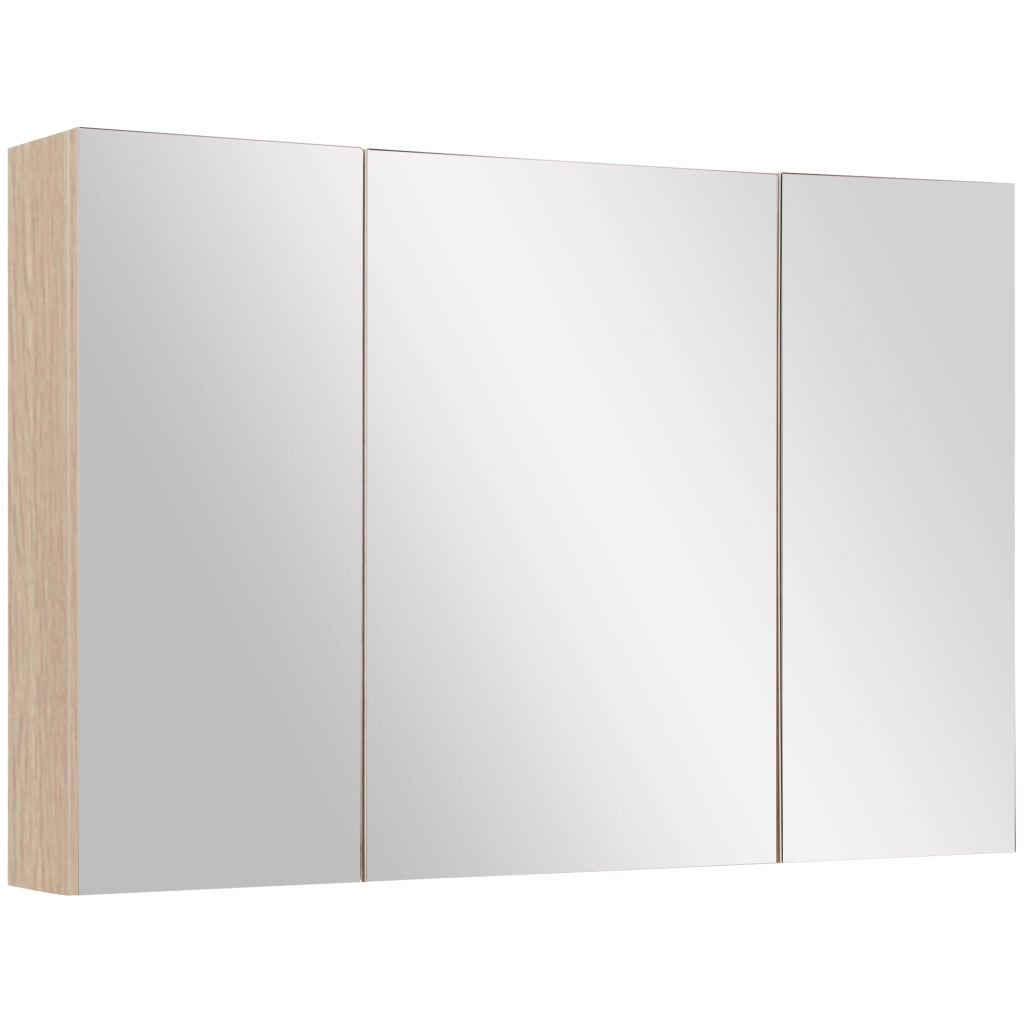 Specchio Contenitore Bagno 3 Ante ¨C Xylo ¨C Legno Bianco Rovere con Ripiani Regolabili 90x60 cm