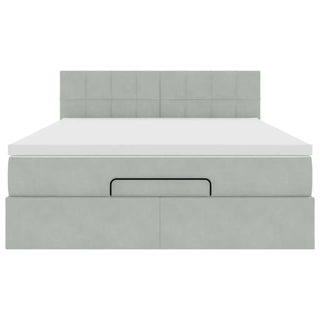 Struttura Letto Pouf con Materasso 140x200 cm in Velluto