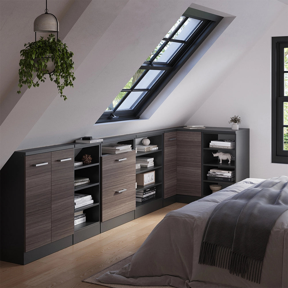 Mobile cucina angolare per sottotetto R-Line Grigio nobile/Antracite 75.6 cm con 1 porta Vicco