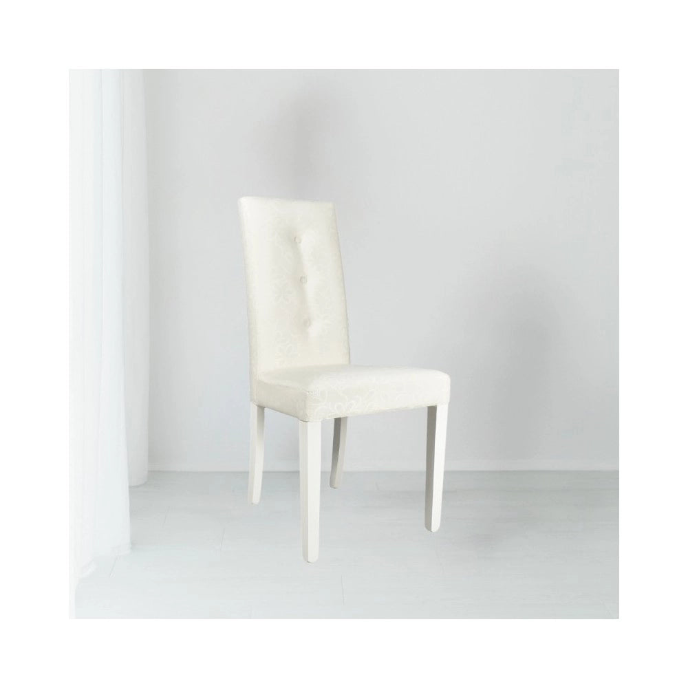 Set 2 Sedie Montecarlo 3 bottoni tessuto bianco con decoro floreale