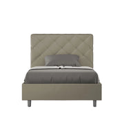 Letto imbottito 1 piazza e mezza 120x190 cm Priya - Similpelle,Cappuccino,Contenitore