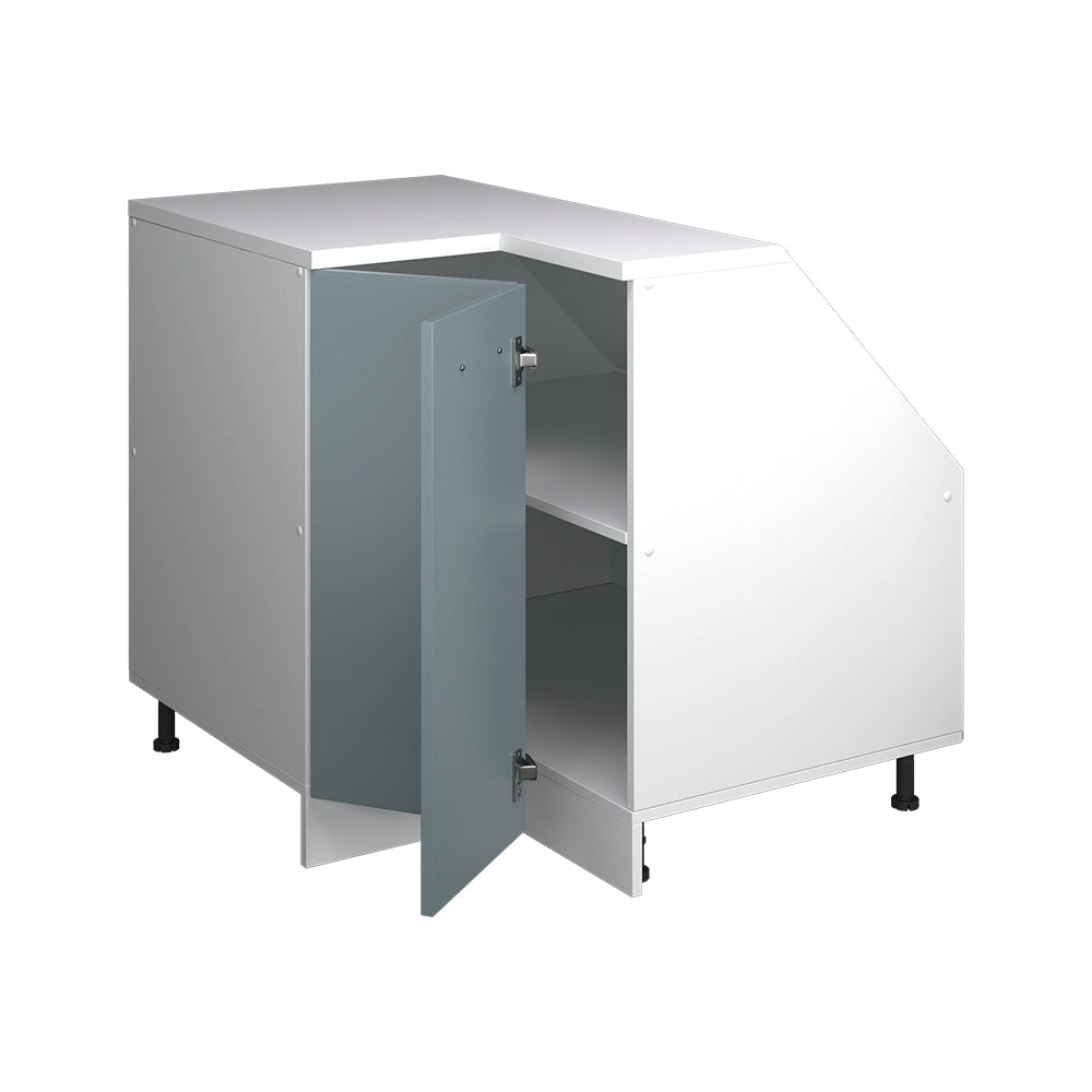 Mobile cucina angolare per sottotetto R-Line Grigio-blu/Bianco 75.6 cm con 1 porta, carcassa dell’armadio profondità 60 cm Vicco