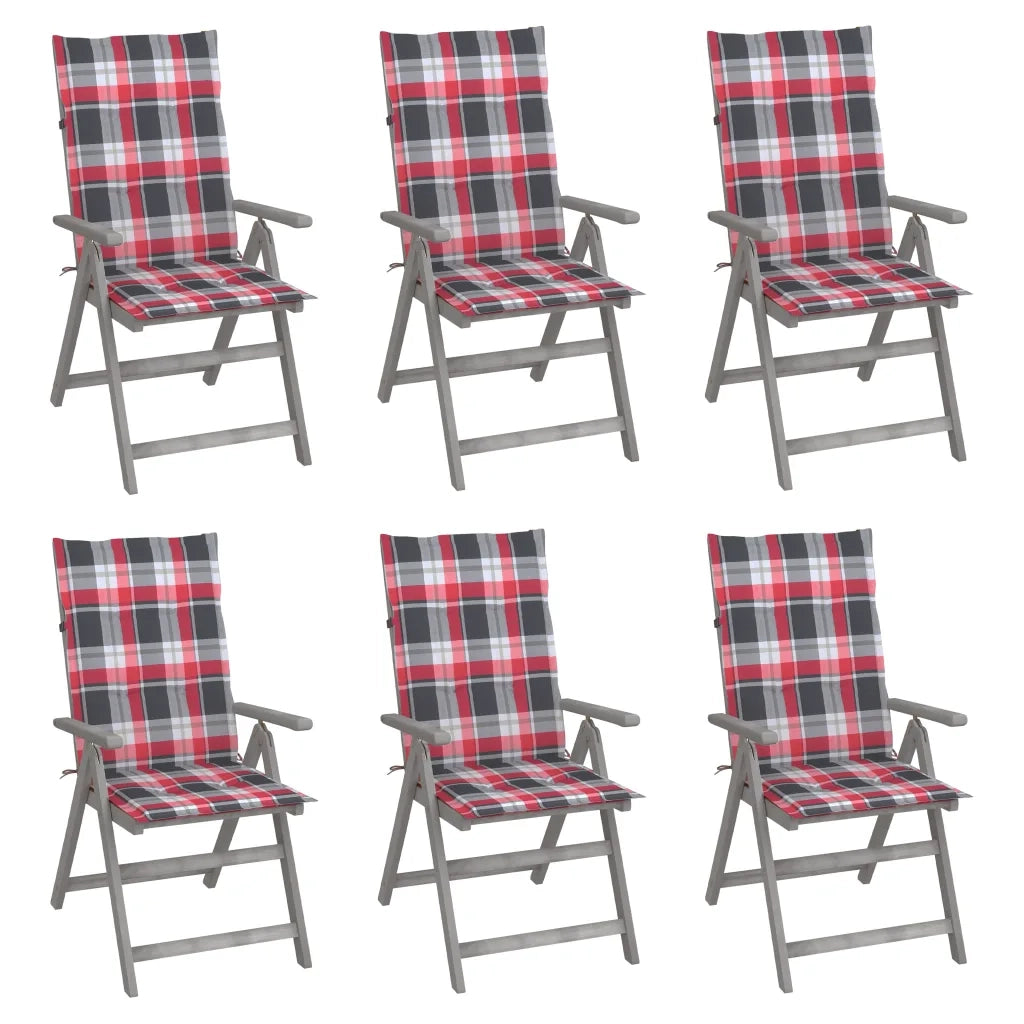 Sedie da Giardino Reclinabili 6 pz con Cuscini Massello Acacia cod mxl 76020