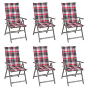 Sedie da Giardino Reclinabili 6 pz con Cuscini Massello Acacia cod mxl 76020