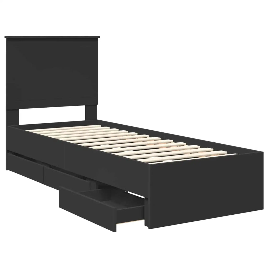 Struttura del letto Nero 75 x 190 cm Legno Ingegnerizzato