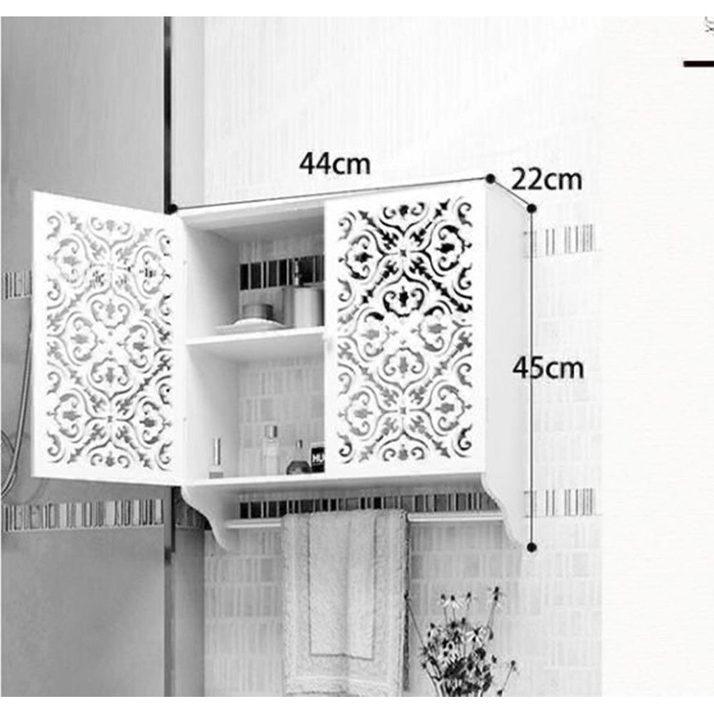 Trade Shop - Mobiletto Da Bagno A Parete Con Portasciugamani Armadietto In Mdf A 2 Livelli -