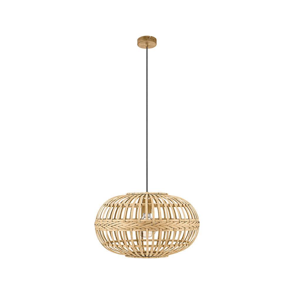 Lampadario Rustico Amsfield 1 Luce Metallo Marrone E Legno