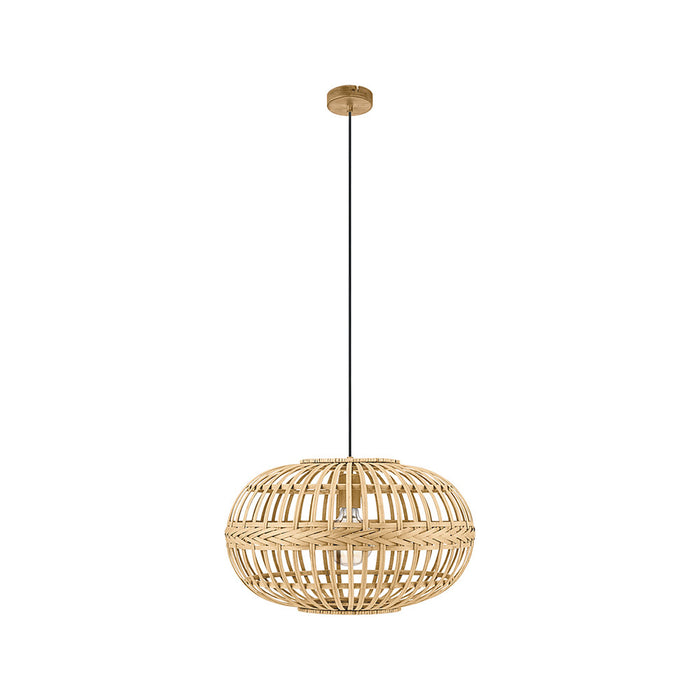 Lampadario Rustico Amsfield 1 Luce Metallo Marrone E Legno