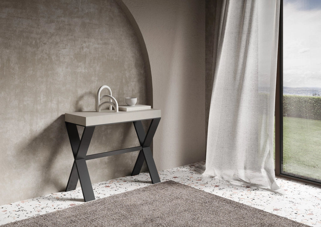 Consolle Allungabile 90-196x40x77 cm Xenia Small Cashmere Telaio Antracite