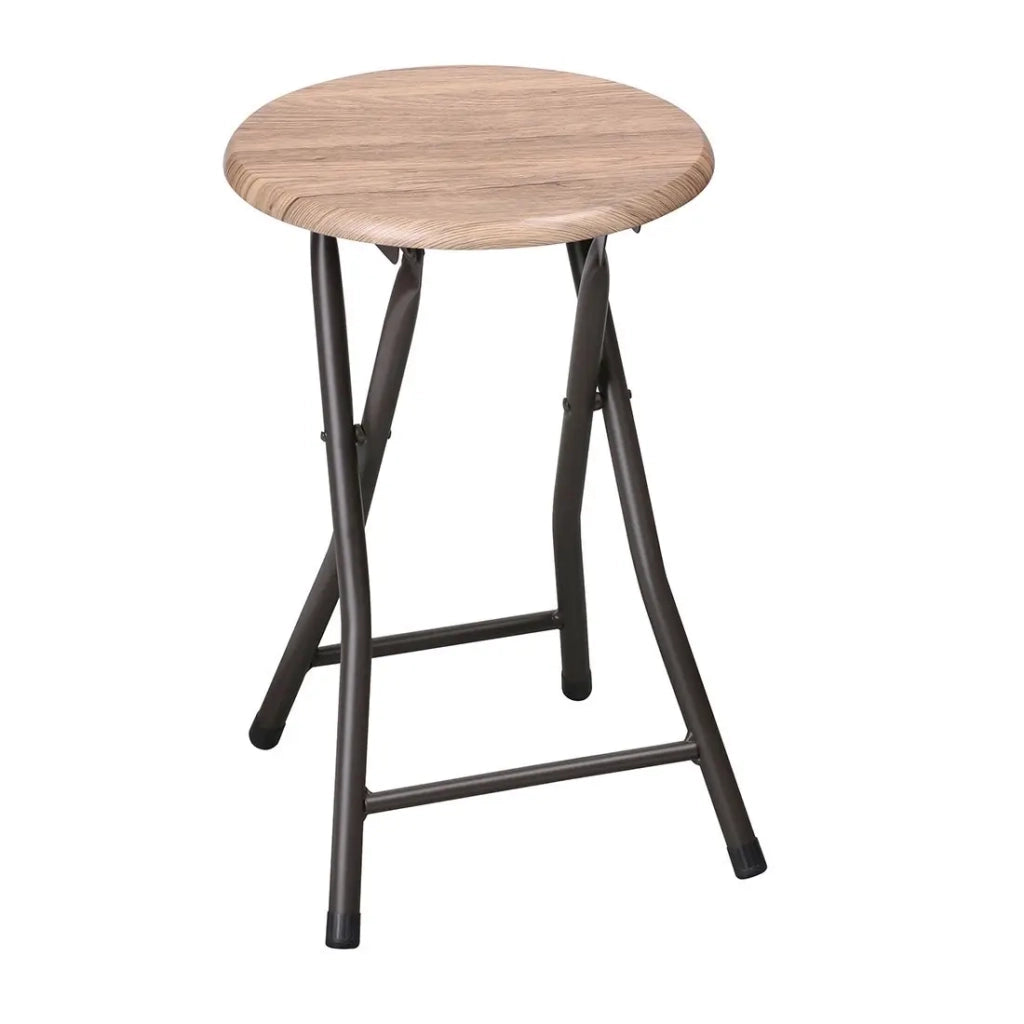 Set di 10 sgabelli pieghevoli collezione DARYL colore quercia e nero con struttura in metallo