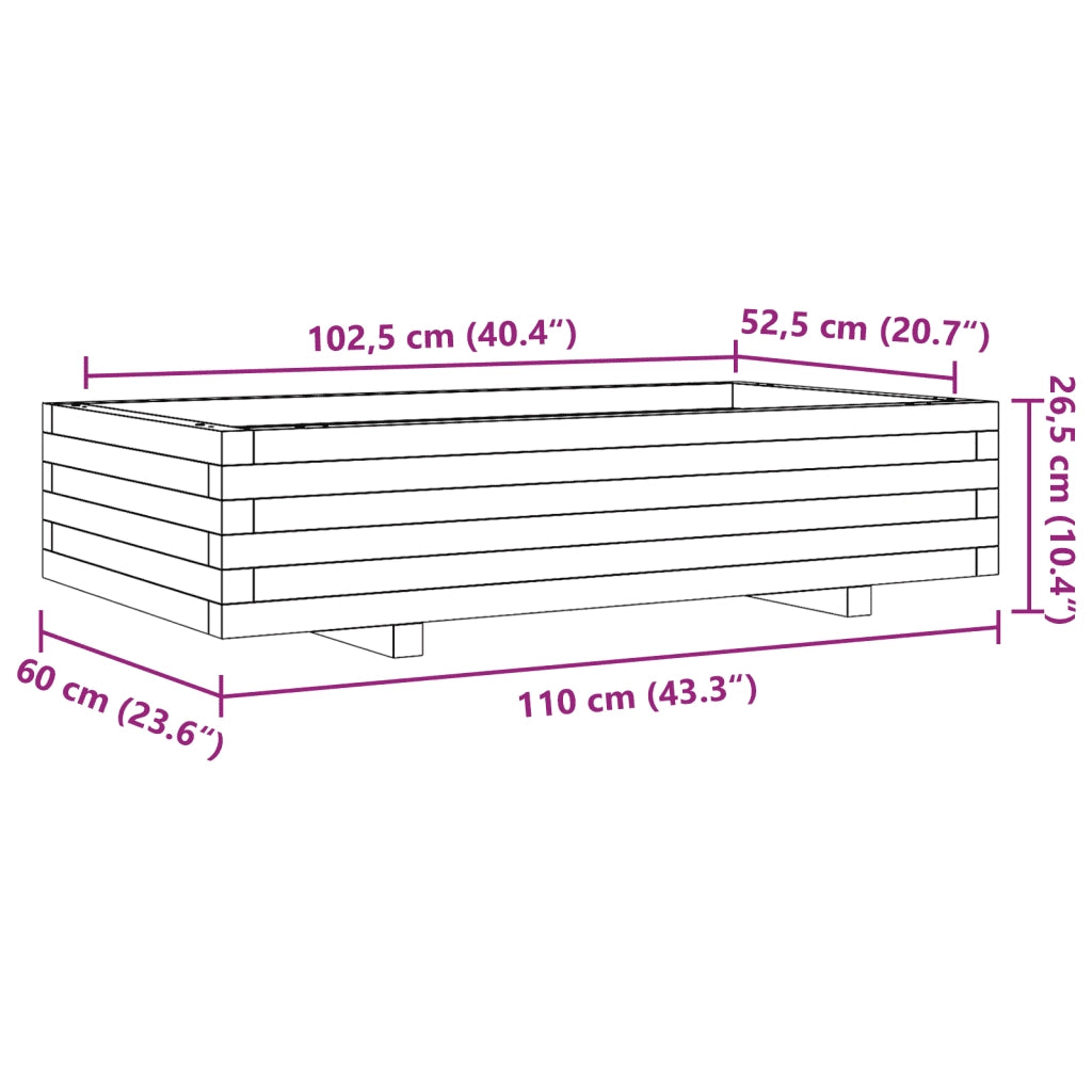 vidaXL Fioriera da Giardino Bianca 110x60x26, 5cm Massello di Pino