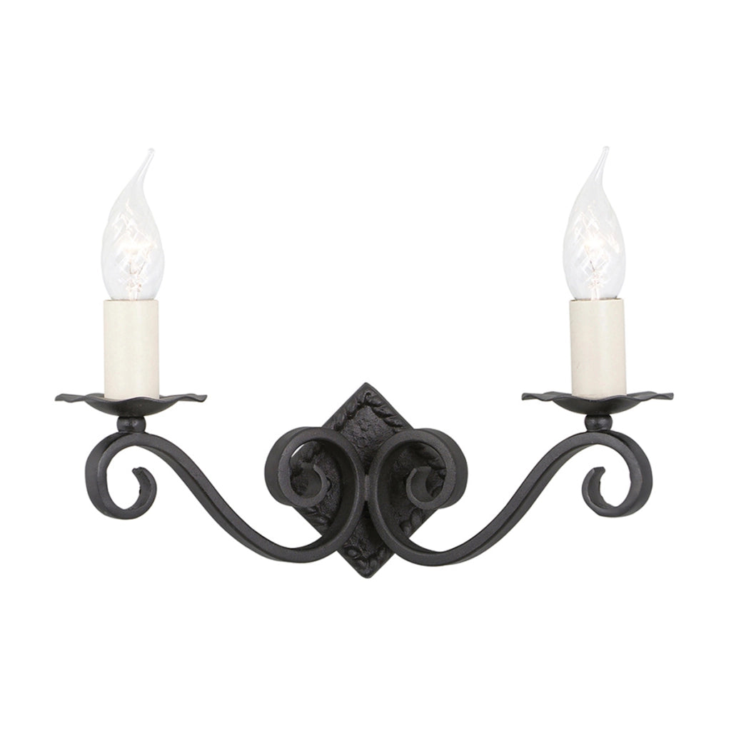 Applique candeliere Rectory nero doppio 2xE14 Elstead