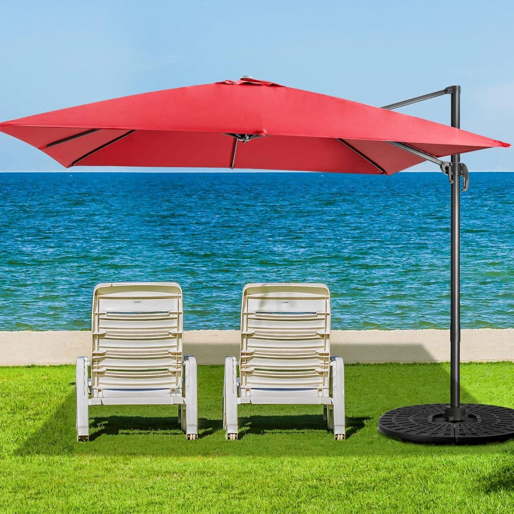 Ombrellone da Giardino, 300 x 300 cm, Ombrellone da Esterno con 3 Inclinazioni, Rotazione a 360°, Manovella, 8 Stecche, Base Incrociata (Vinaccia)
