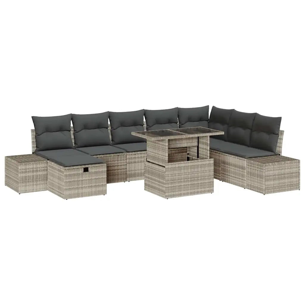 Set Divano da Giardino 11 pcs Grigio chiaro Poly Rattan 3359899