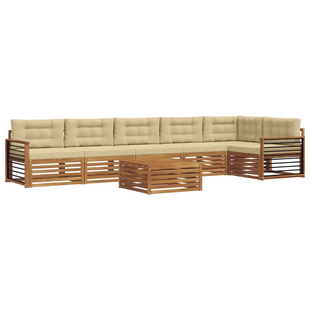 Set di divani da esterno con cuscino 7 pcs Naturale e Beige
