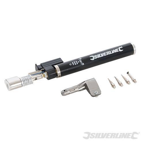 Saldatore a gas Silverline accensione elettronica e regolazione calore portatile