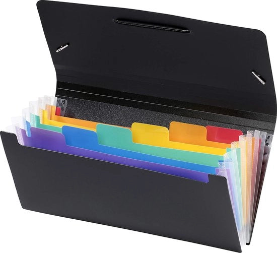 Organizzatore per ufficio con taschetto documenti retrattile - 6 posizioni - contenitore per ufficio in plastica con sortitore